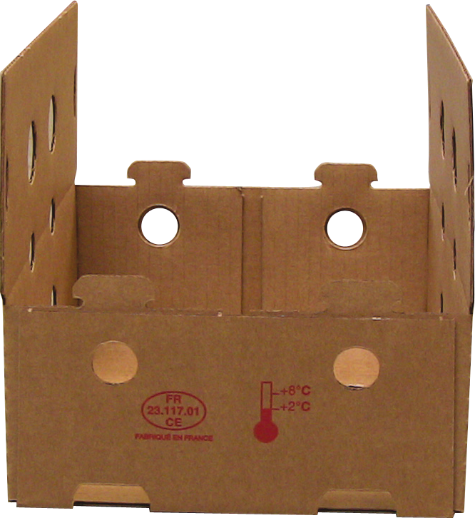 Caisse carton coins collés formée avec formeuse barquetteuse MIBOX